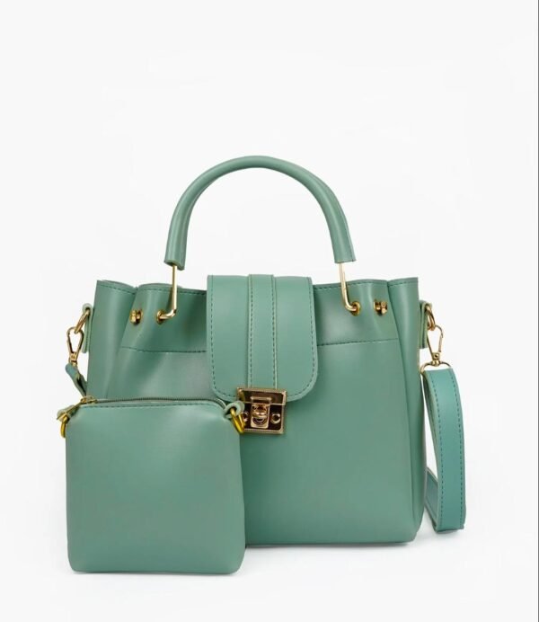 Aqua Metal Handle Tote Bag - Image 1