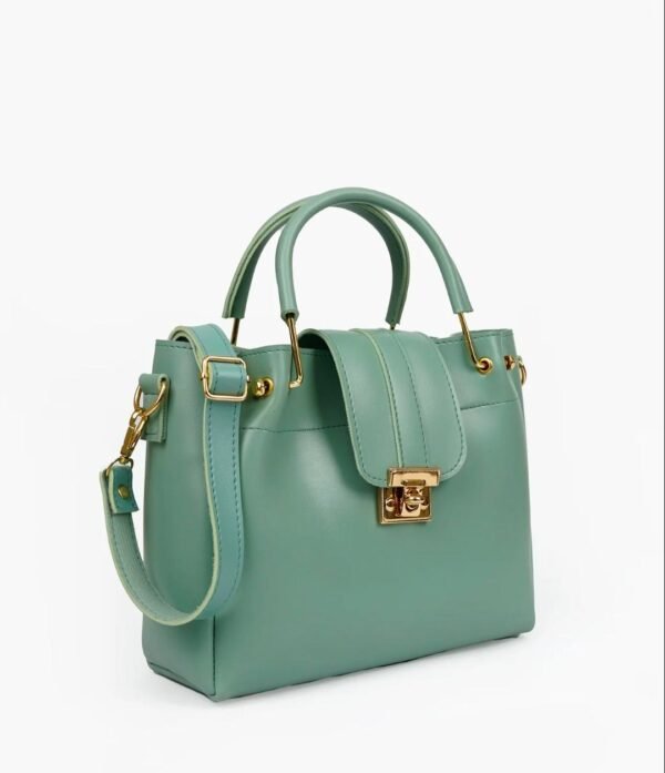 Aqua Metal Handle Tote Bag - Image 2