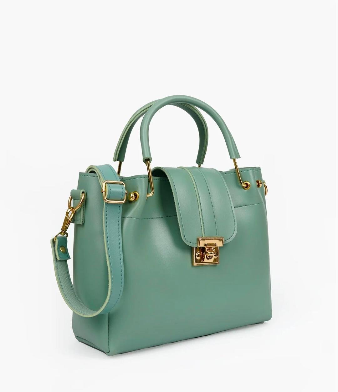 Aqua Metal Handle Tote Bag - Image 2