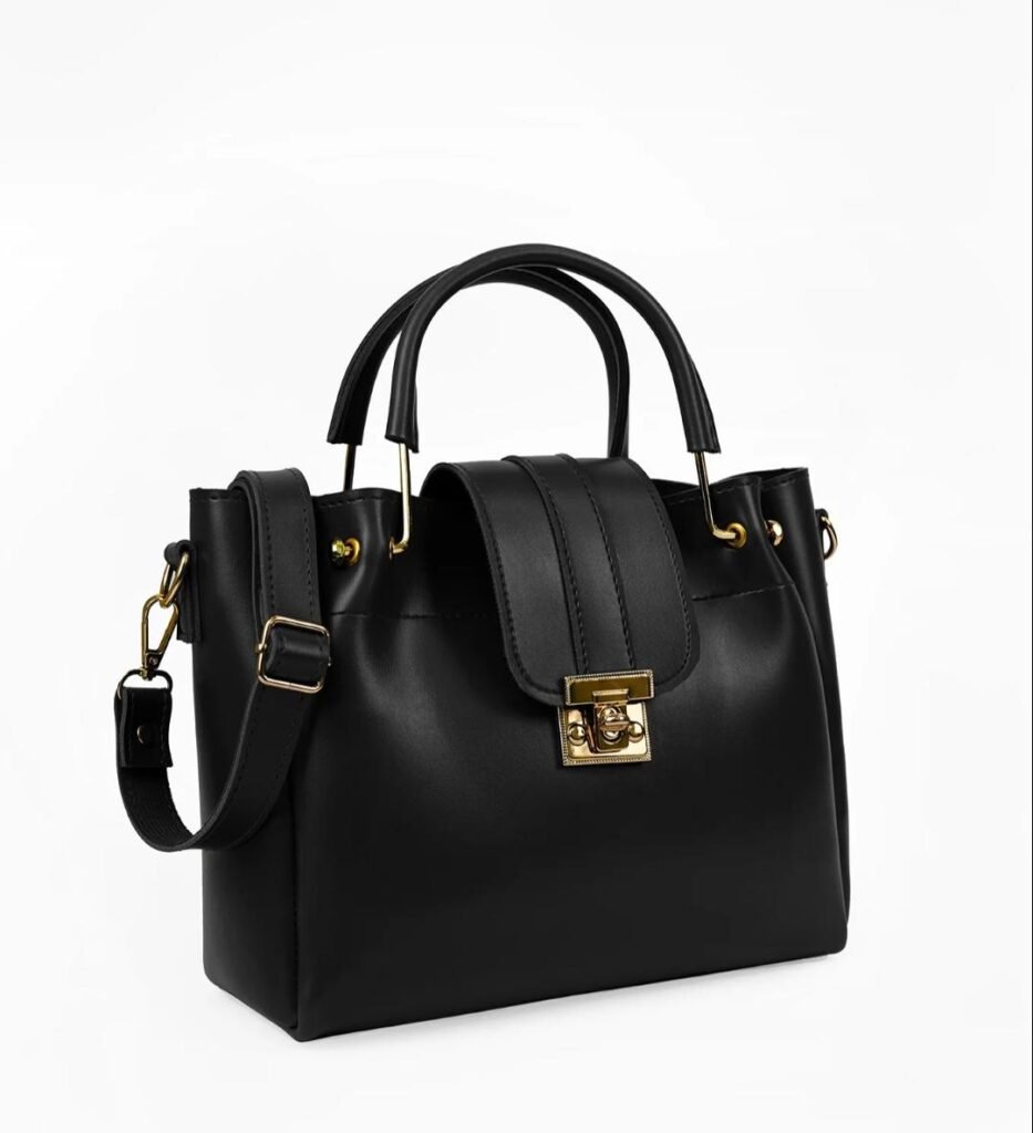 Black Metal Handle Tote Bag
