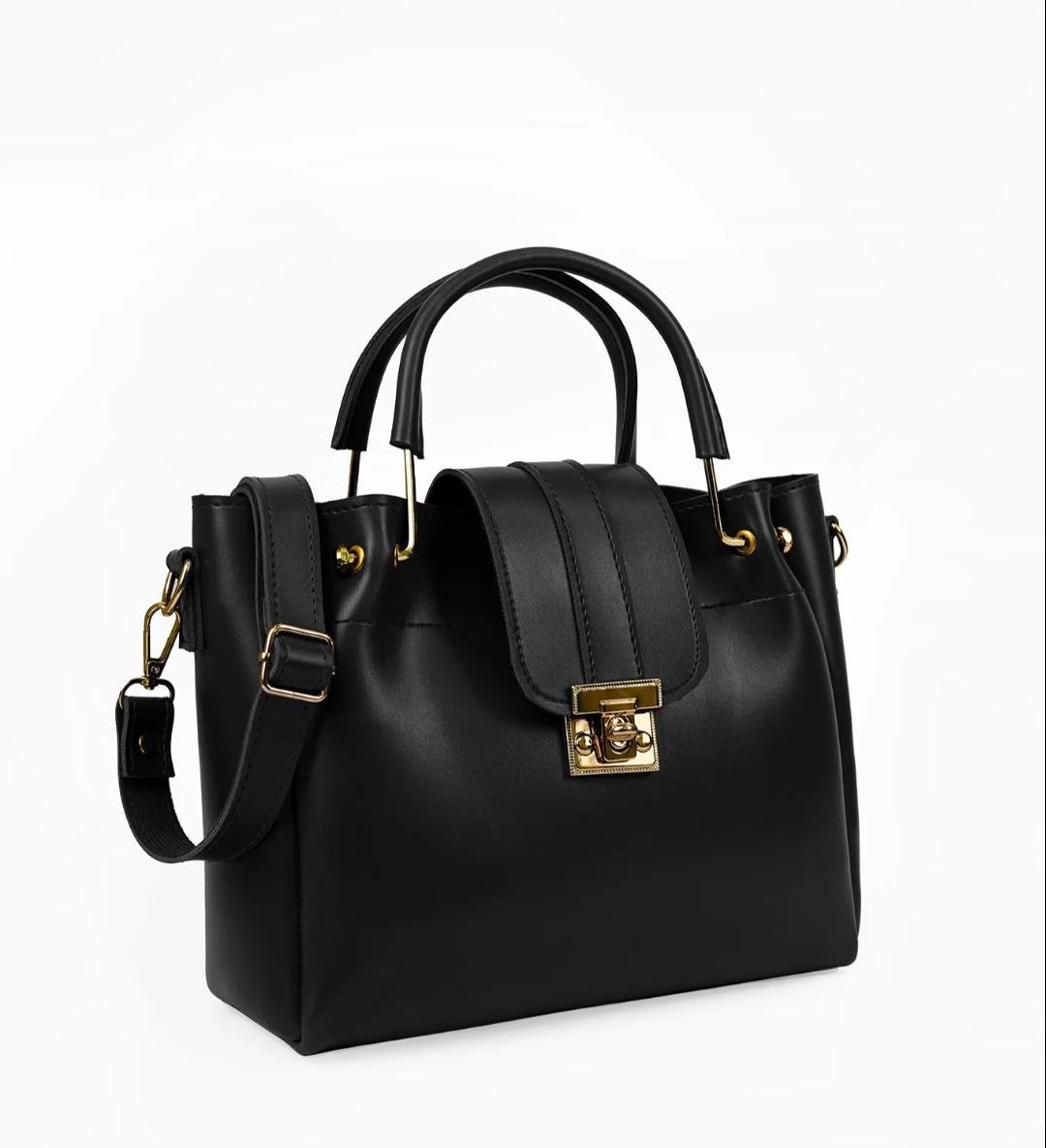 Black Metal Handle Tote Bag - Image 2